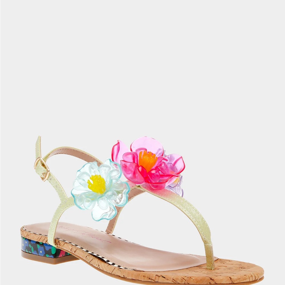 Betsey Johnson Green Pink Floral Sandals - Never Worn - Picture 5 of 6